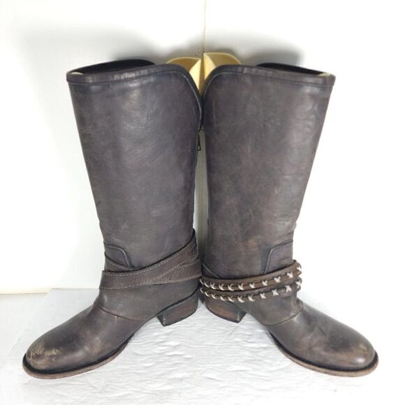 FREEBIRD by STEVEN Women's Knox US7 Leather Distressed Dark Brown Riding Boots - Picture 5 of 12